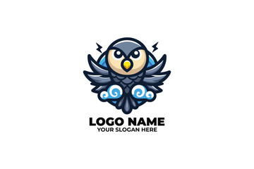 powerful looking falcon with swirling storm clouds or lightning