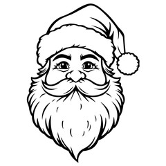 Santa Claus | Santa Mustache | Christmas Season | Santa Hat | Santa Face | Santa Head | Santa Claus Dad | Bearded Santa | Original Illustration | Vector and Clipart | Cutfile and Stencil