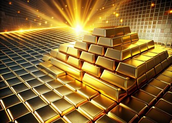 Fototapeta premium Gleaming Gold Architectural Bars: Modern Dynamic Design on Tiled Surface
