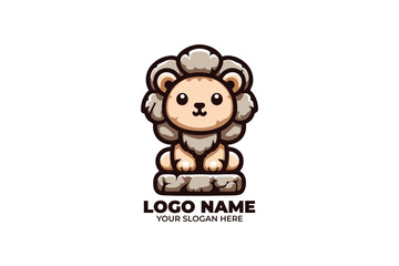 adorable lion logo with a stone textured
