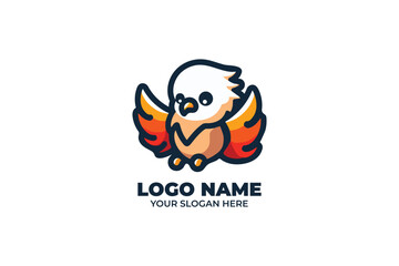 cute eagle logo with stylized fire elements