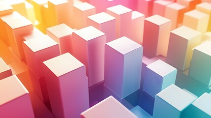 Obraz premium Colorful cubes arranged at varying heights create a dynamic landscape