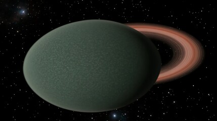 Fototapeta premium An extraterrestrial planet with planetary rings amidst stellar space