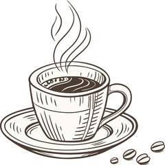 Coffee Cup Vector Illustration on Blank Background for Cafe and Beverage Design