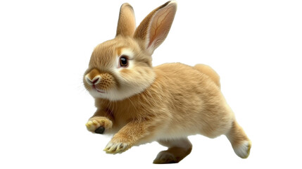 Obraz premium A rabbit is running on a white background