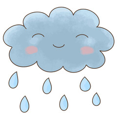 Adorable cloud with soft raindrops