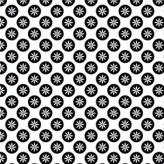 Geometric floral set of seamless patterns. Black and white vector backgrounds.	