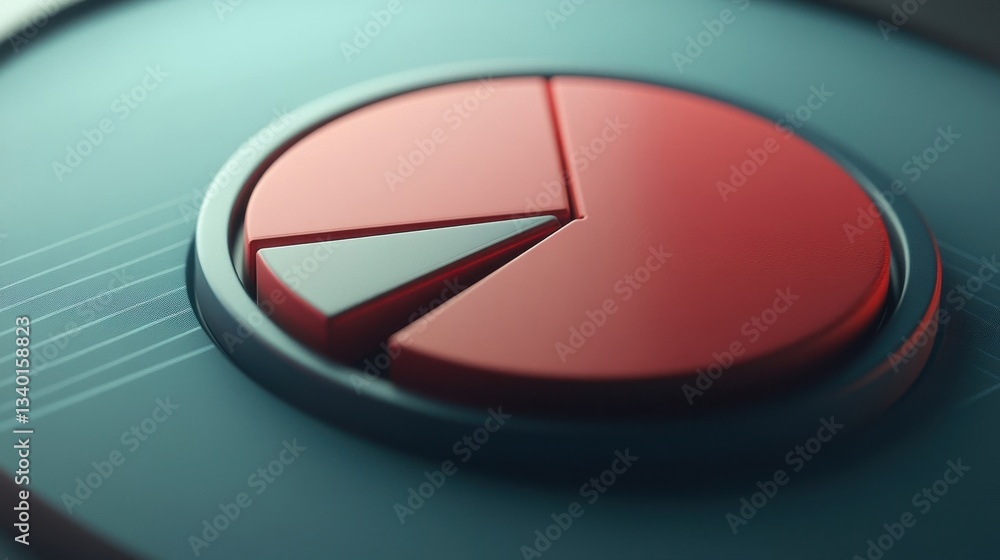 Aufkleber a three part red and grey pie chart on a surface