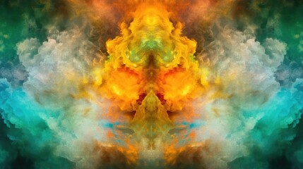 Obraz premium Abstract Colorful Smoke Clouds Symmetrical Design