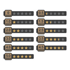 Rank icon set, flat stamps of rank