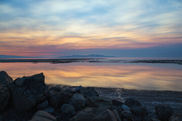 Sunset on Great Salt Lake in Utah