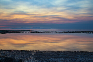 Obraz premium Sunset on Great Salt Lake in Utah