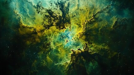 Fototapeta premium A colorful cosmic nebula displays celestial gases and starlight