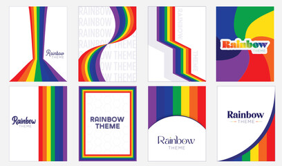 White background rainbow theme design template for cover art