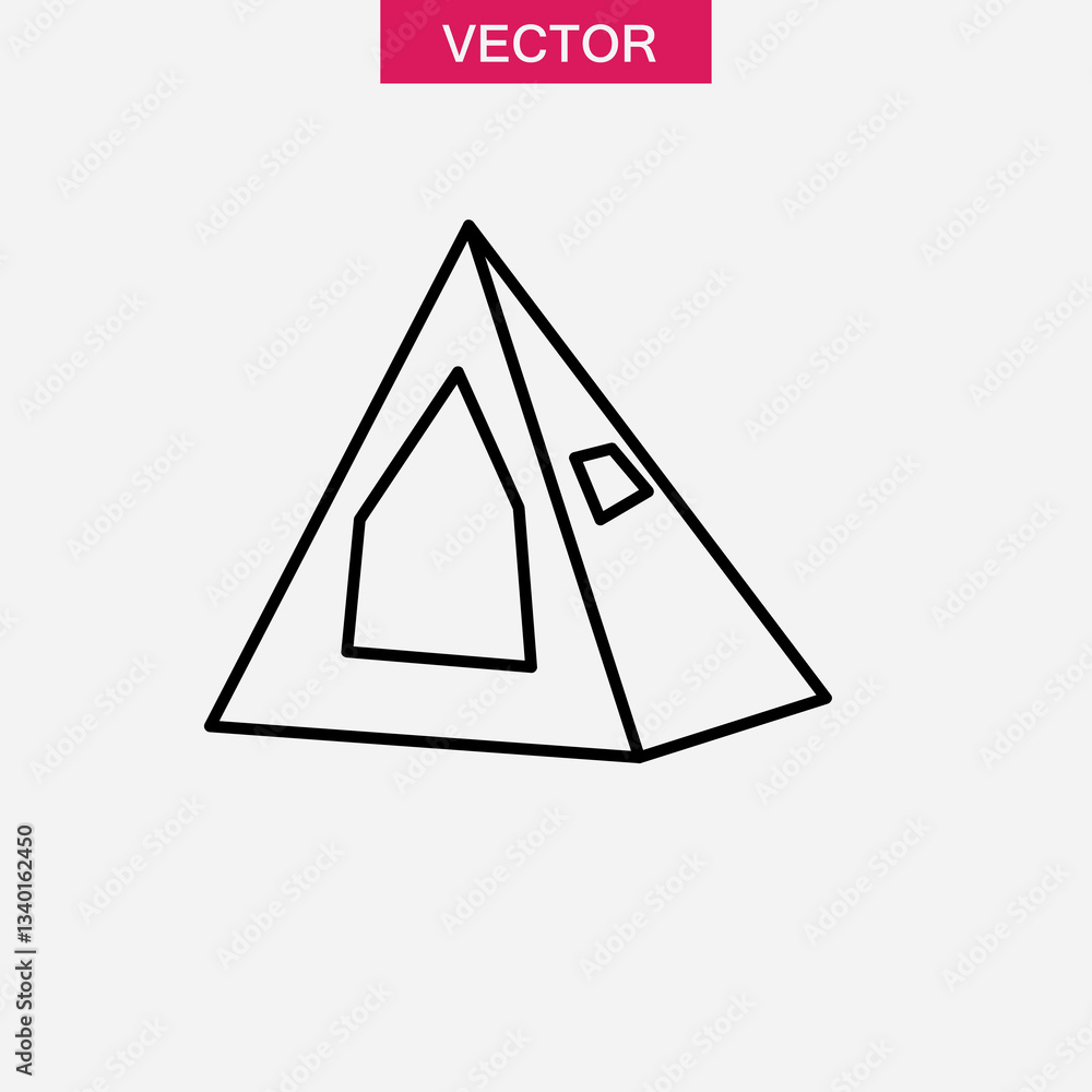 Poster teepee icon black line art vector, simple illustration for web and app..eps