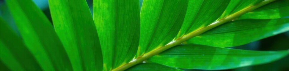 Wavy palm leaf texture close-up green tropical leaf , texture, foliage