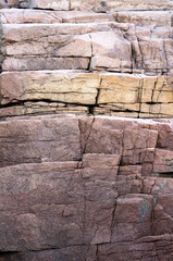 Steps Of Pink Granite Rock Along Coast Of Acadia