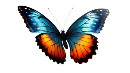 Beautiful butterfly with blue and yellow wings
