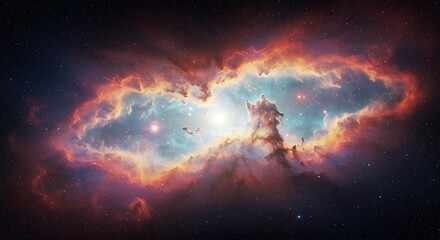 Fiery Nebula Glows Brightly in Cosmic Dark. AI Generated