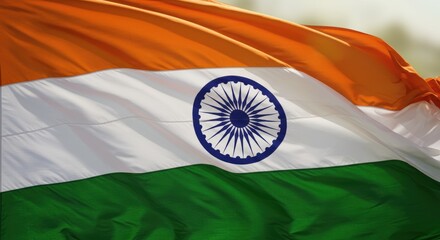 Indian national flag waving in the wind with vibrant colors
