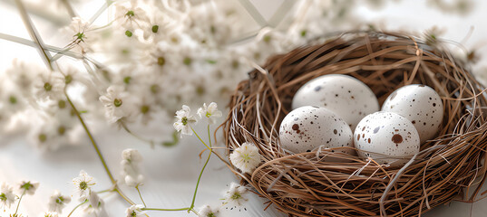Fototapeta premium quail eggs in the nest