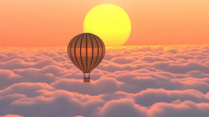Obraz premium Hot air balloon floats above clouds at sunset