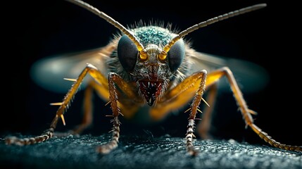 Fototapeta premium Grotesque alien like parasite insect crawling under translucent glowing human skin visible through the skin in a disturbing and ominous horror photography style with copy space