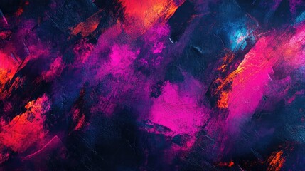 Vibrant Abstract Painting With Pink Purple And Blue Brushstrokes
