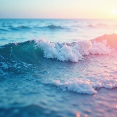 Fototapeta premium Softly blended watercolor waves on a serene oceanic backdrop, soothing colors, peaceful, soft focus