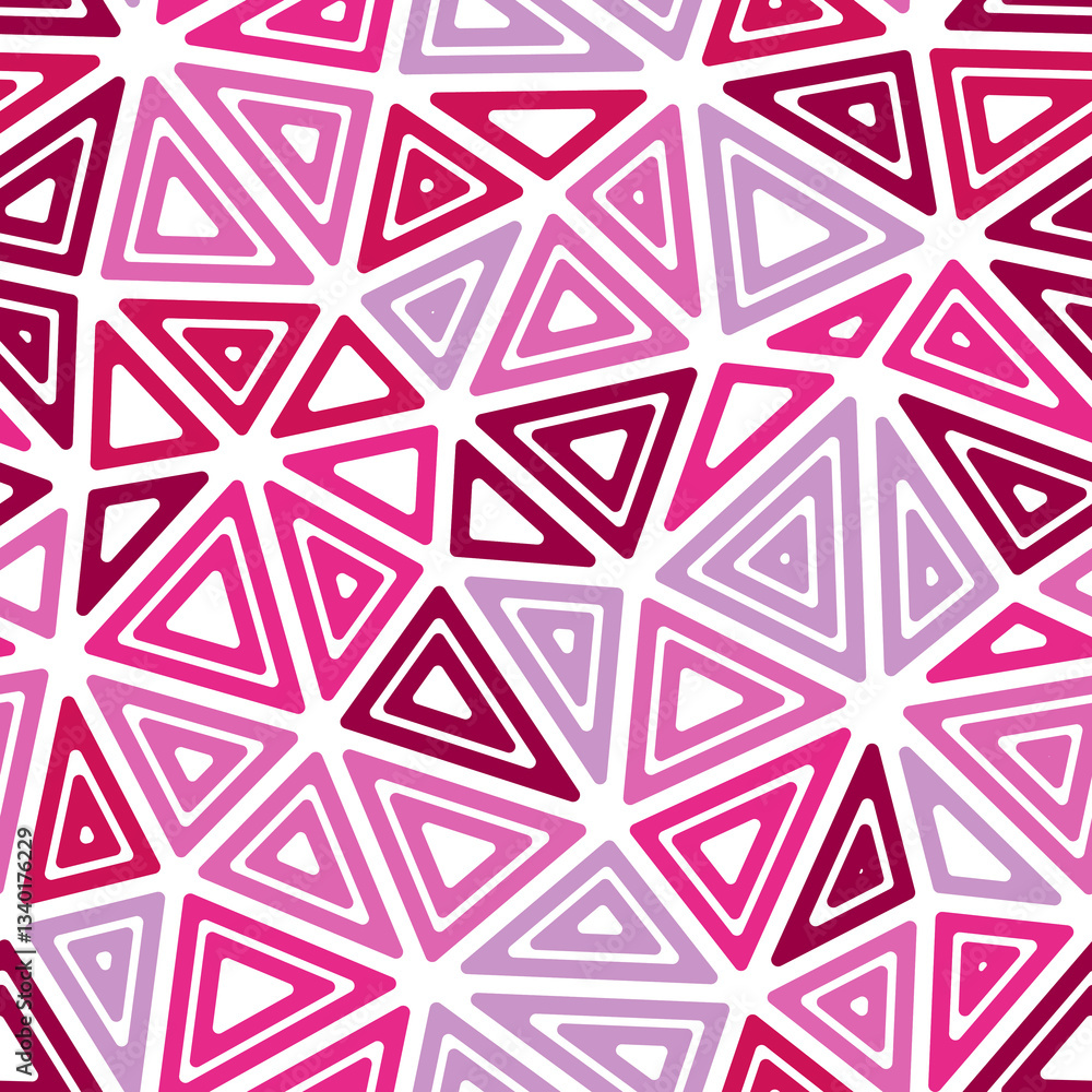Poster mosaic background. multiple repeated inner triangles. large triangles size. multiple colors style. s