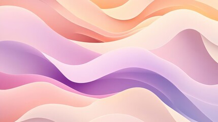 Abstract Pastel Wave Background, Smooth Curves And Fluid Gradient Colors In Soft Shades Of Pink, Purple And Orange. A Decorative, Vibrant, And Seamless Design For Wallpaper Or Illustration. An