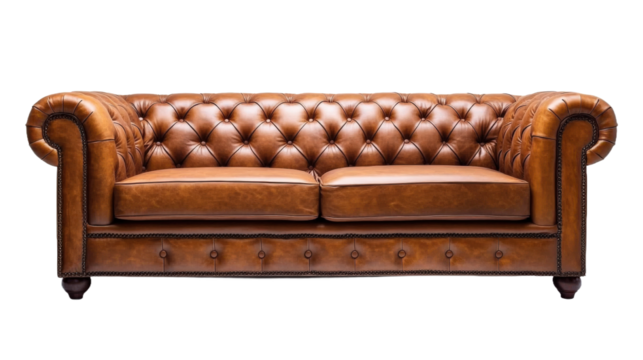 A brown leather sofa