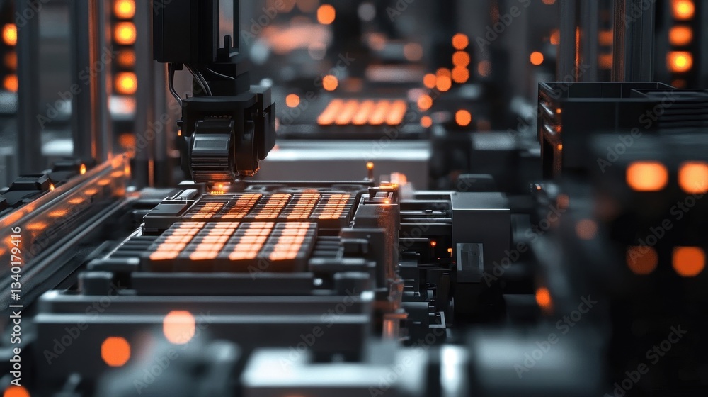 Aufkleber robotic arm assembles electronic components on an automated production line