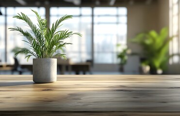 Fototapeta premium empty, contemporary office space sets scene for a professional environment with clean lines and modern design blurred background