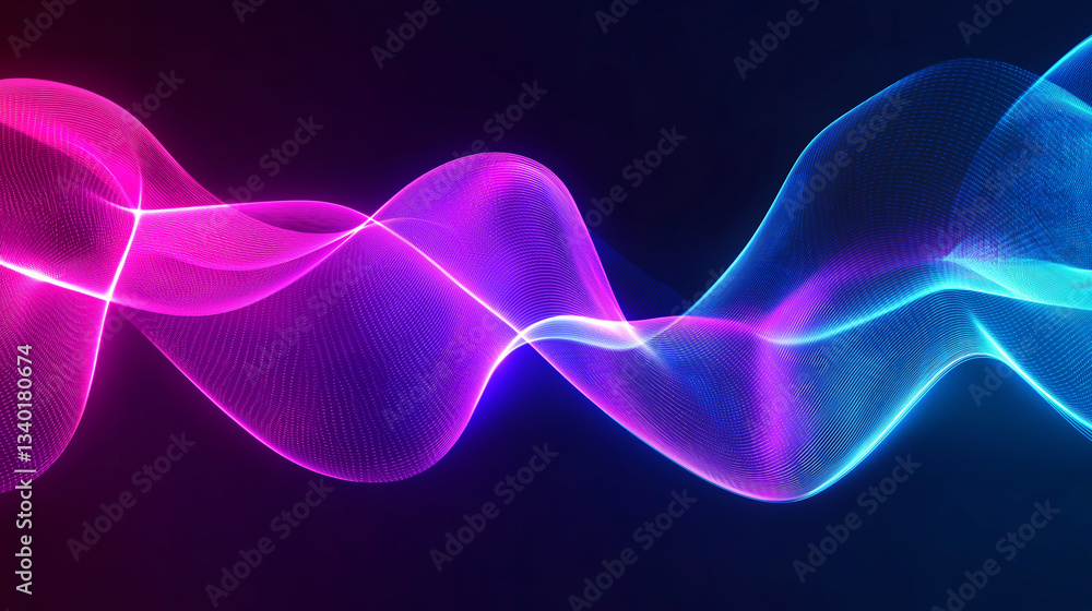 Poster mesmerizing abstract background with luminous smoke waves transitioning from cool purples and blues 