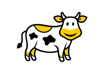 Cute cow cartoon kawaii flat design vector illustration