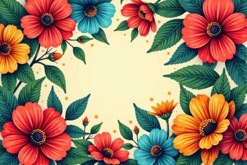 Retro floral print with bold colors and funky patterns, floral, wallpaper