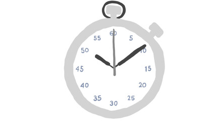 Hand-drawn stopwatch illustration, showing the time. Perfect for time management, sports, or deadline-related designs. Simple and effective graphic.未命名的作品