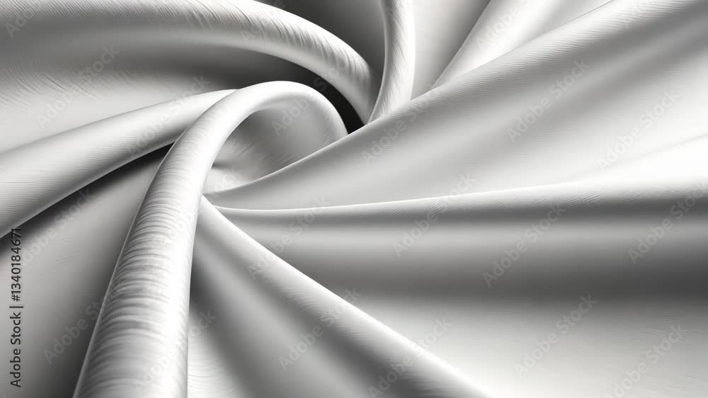 Poster close up of smooth, flowing white fabric with elegant folds and soft texture, creating sense of move