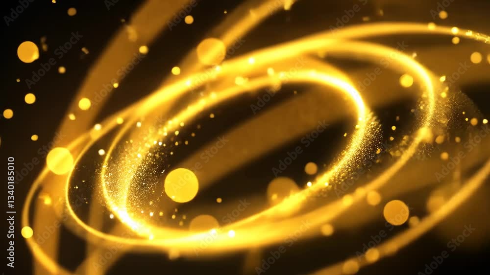 Aufkleber mesmerizing swirl of golden light and particles dynamic, enchanting visual effect with glowing orbs 