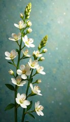 Obraz premium Petal-covered stems with delicate white flowers, botanical, greenery