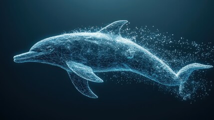 Obraz premium Abstract Dolphin in Motion, Digital Art, Underwater Scene