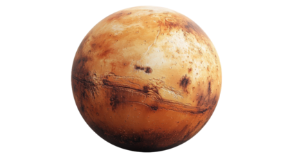 A large orange planet with a white background