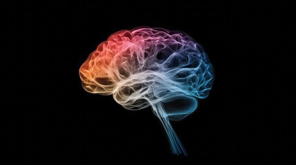 a colorful brain with a dark background.