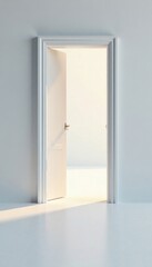 Open doorway on a pristine white surface, inviting exploration, possibilities, opportunities