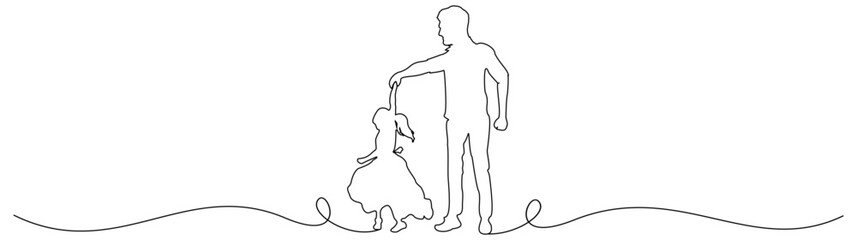 line art of a child dancing with his father to commemorate father's day