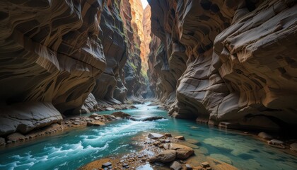 Stunning Natural Canyon with Turquoise Water and Rock Formations