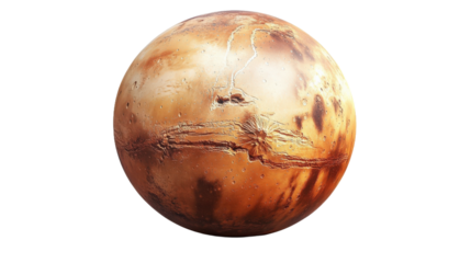 A large orange planet with a white background