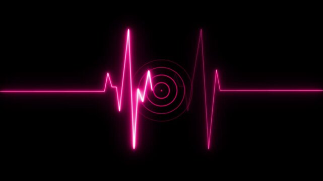 Heart beat pulse Glowing neon blue heart cardiogram line on dark cardiogram Heart pulse Motion graphic listening listening to heartbeat medical medical exam medicine monitor.