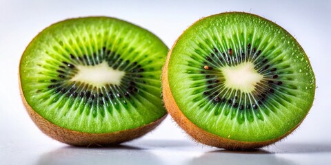 Fototapeta premium Half Kiwi Fruit on White Background - Fresh, Juicy, Healthy Snack